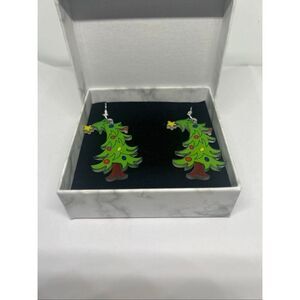 🎄 Whimsical Christmas Tree Dangle Earrings – Festive & Fun – Gift Box Included!